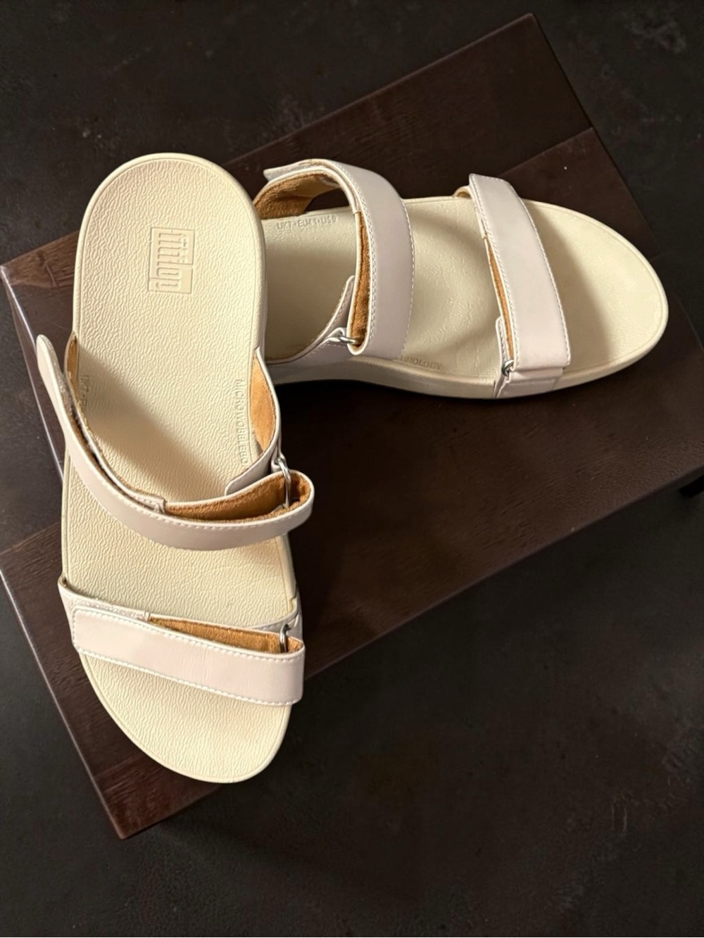 Fitflop Nude Slide Sandals with Adjustable Straps, SZ 9
